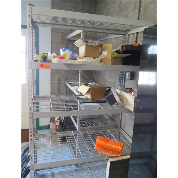 Wire Adjustable 4' x 2' Shelving Unit & Contents: Hardware, etc