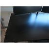 Image 2 : Black Manual Height Adjusting Desk w/ Rolling Armchair & 2 LG Monitors on Mount