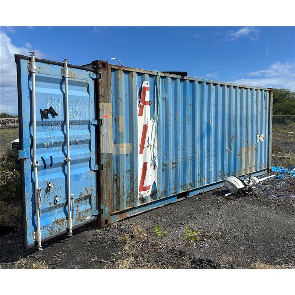 Blue 20' ISO Shipping Container, Has Rust In Various Areas (contents not included)