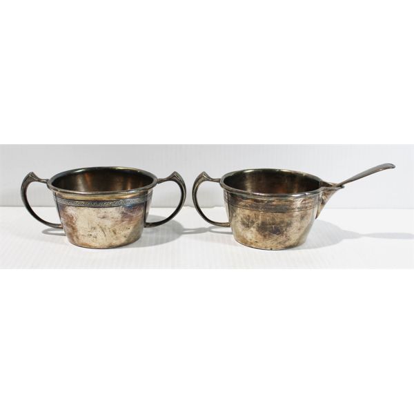 SILVER CREAM AND SUGAR SERVING DISHES