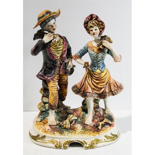 VINT. CAPODIMONTE PORCELAIN BOY & GIRL FIGURINE