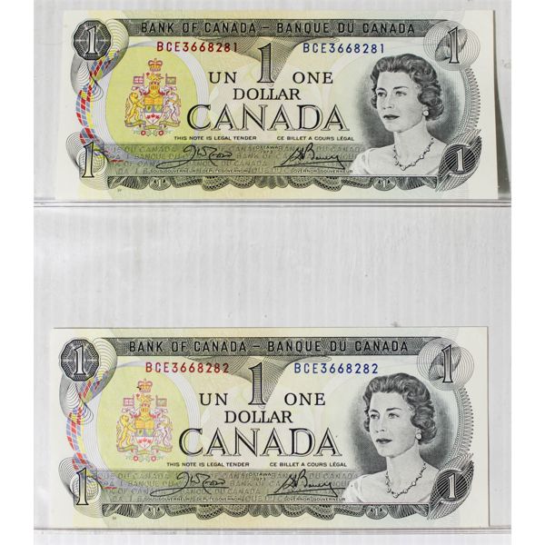 1973 UNC SEQUENTIAL CANADIAN $1 BANKNOTES