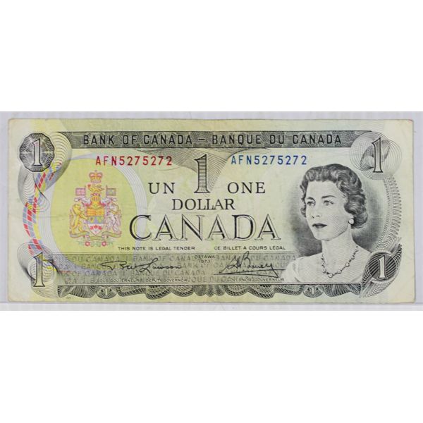 1973 CANADA $1 BANKNOTE - POKER HAND