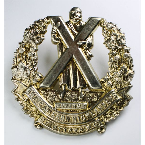 CANADIAN THE CAMERON HIGHLANDERS M.G. CAP BADGE
