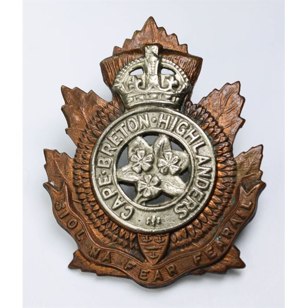 CANADIAN CAPE BRETON HIGHLANDERS CAP BRASS