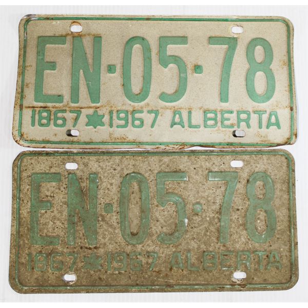 MATCHING VINT. 1867-1967 ALBERTA LICENCE PLATES