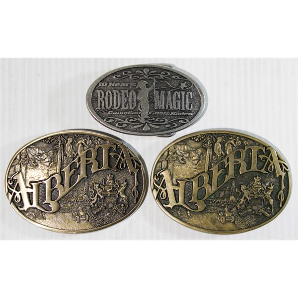 THREE CANADIAN RODEO BELT BUCKLES