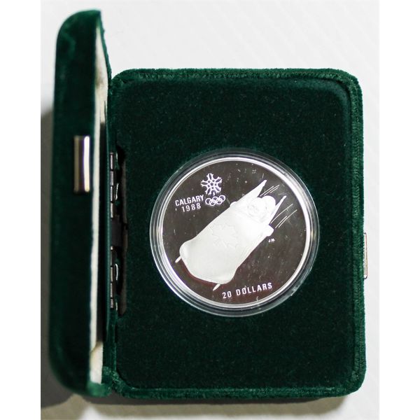 1988 CALGARY BOBSLED $20 SILVER COIN