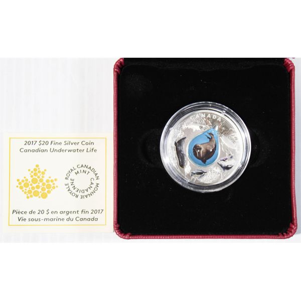 2017 CANADIAN UNDERWATER LIFE $20 FINE SILVER COIN