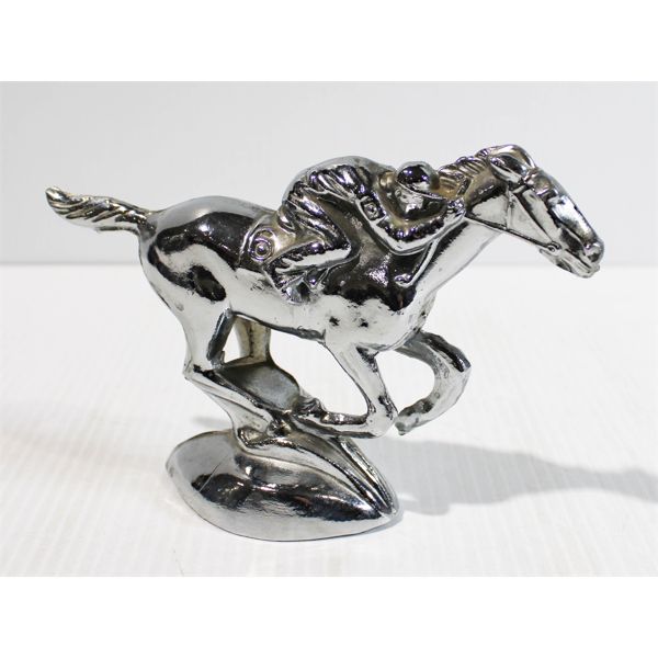 HORSE AND JOCKEY VEHICLE HOOD ORNAMENT