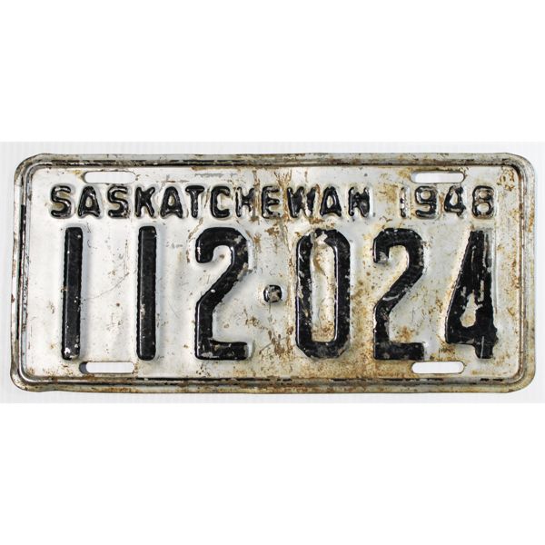 1948 SASKATCHEWAN LICENCE PLATE