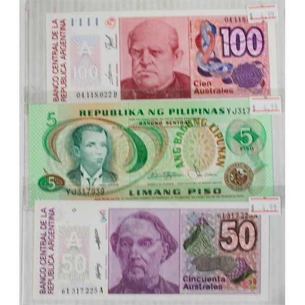 THREE WORLD COLLECTIBLE BANK NOTES