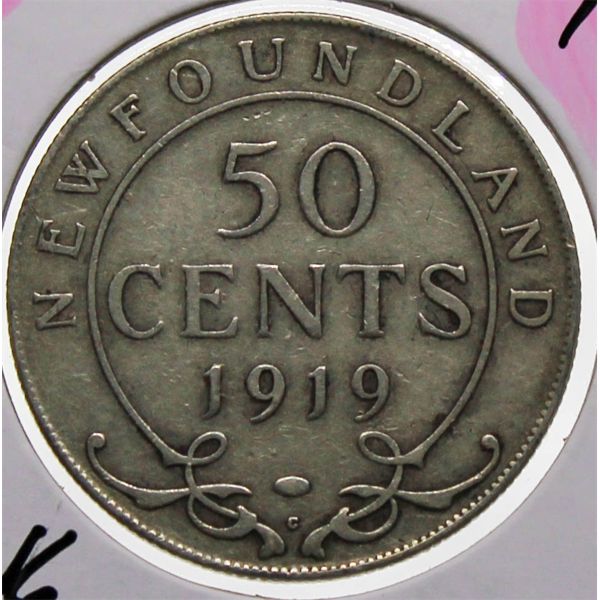 1919 NEWFOUNDLAND SILVER HALF DOLLAR