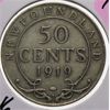 Image 1 : 1919 NEWFOUNDLAND SILVER HALF DOLLAR