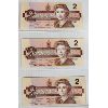 Image 2 : THREE 1986 CANADIAN ROBIN $2 BANK NOTES 