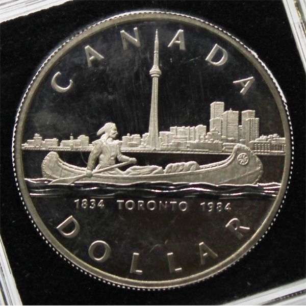 1984 CANADA PROOF CAMEO SILVER DOLLAR