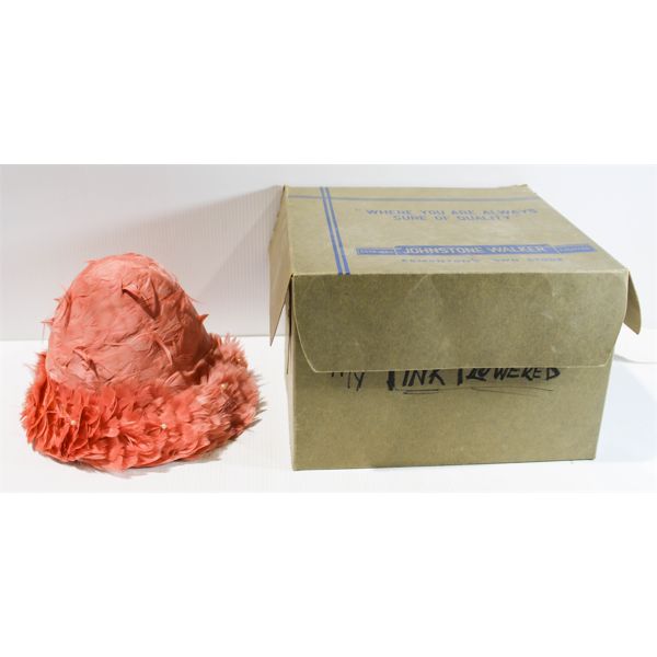 VINT. PINK FEATHER HAT