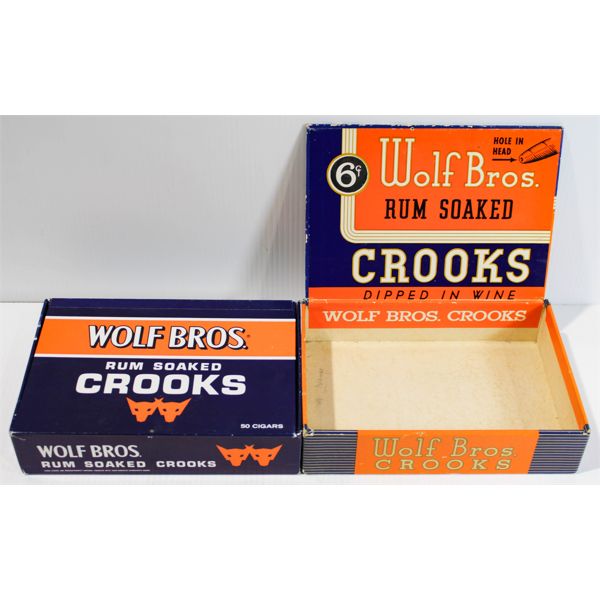 VINT. WOLF BROS. CROOKS CIGAR BOXES