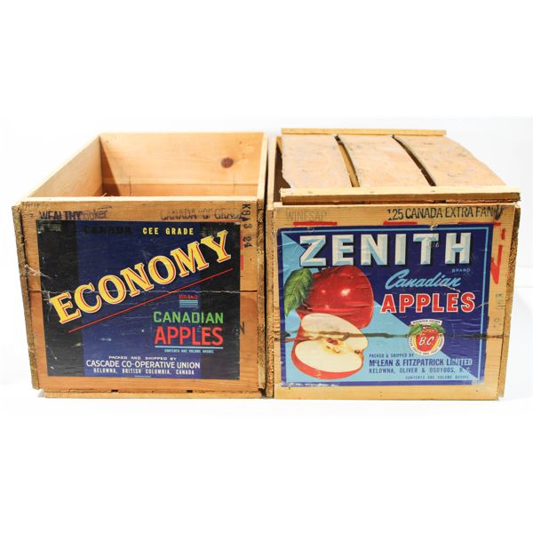 2 VINTAGE WELL PRESERVED BC FRUIT CRATES