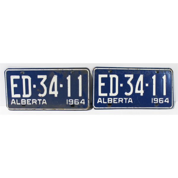 TWO 1964 ALBERTA LICENSE PLATES.