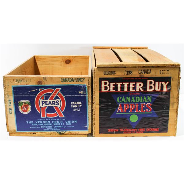 2 VINTAGE WELL PRESERVED FRUIT CRATES