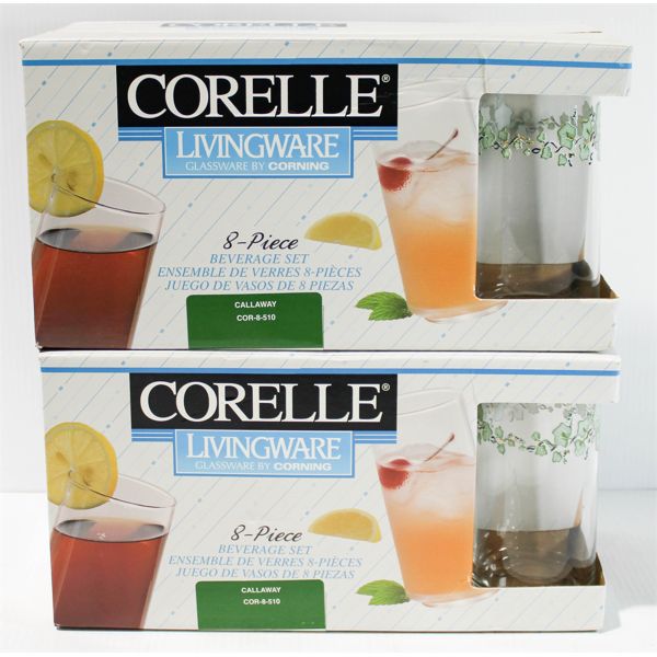 2 X 8PCS BEVERAGE SET CORELLE LIVINGWARE