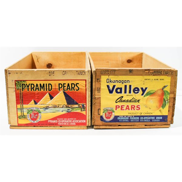 2 VINTAGE WELL PRESERVED BC FRUIT CRATES