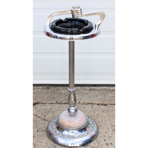 VINT. ELECTROLITE CHROME STANDING ASHTRAY W/ LIGHTER