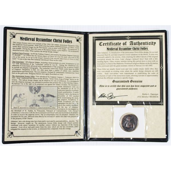 1092 MEDIEVEL BYZANTINE CHRIST FOLLES W/ COA