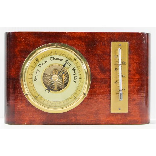 VINT. WALL MOUNTING BAROMETER / THERMOMETER