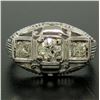 Image 2 : Antique Art Deco 18k White Gold Filigree 0.72 ctw 3 Old European Cut Diamond Rin