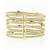 Image 3 : 18k Solid Gold 1.52in. Wide Cable Crossover Pave Diamond Cuff Flexible Bracelet
