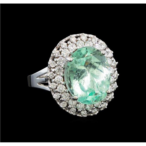 GIA Cert 9.25 ctw Emerald and Diamond Ring - 14KT White Gold