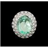 Image 2 : GIA Cert 9.25 ctw Emerald and Diamond Ring - 14KT White Gold