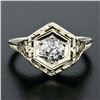 Image 2 : Antique Art Deco 14k White Gold Filigree 0.54 ctw European Diamond Solitaire Rin
