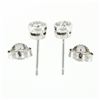 Image 6 : NEW Solid 14k White Gold 0.42 ctw Bezel Set Round Brilliant Diamond Stud Earring