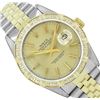 Image 1 : Rolex Mens 36MM 2Tone Yellow Gold And Steel 18K Gold Pyramid Diamond Bezel Datej