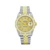 Image 2 : Rolex Mens 36MM 2Tone Yellow Gold And Steel 18K Gold Pyramid Diamond Bezel Datej