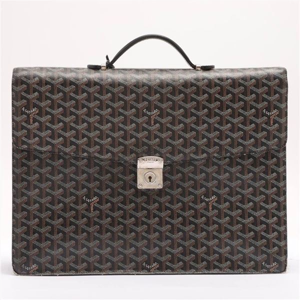 Goyard Black Goyardine Coated Canvas Chypre Deux Soufflets Briefcase Bag