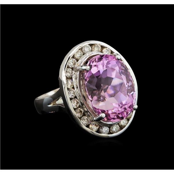 14KT White Gold 16.20 ctw Kunzite and Diamond Ring