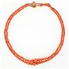 Image 3 : Vintage Graduated Dual Strand Salmon Coral Bead Necklace Etched 14k Gold Clasp