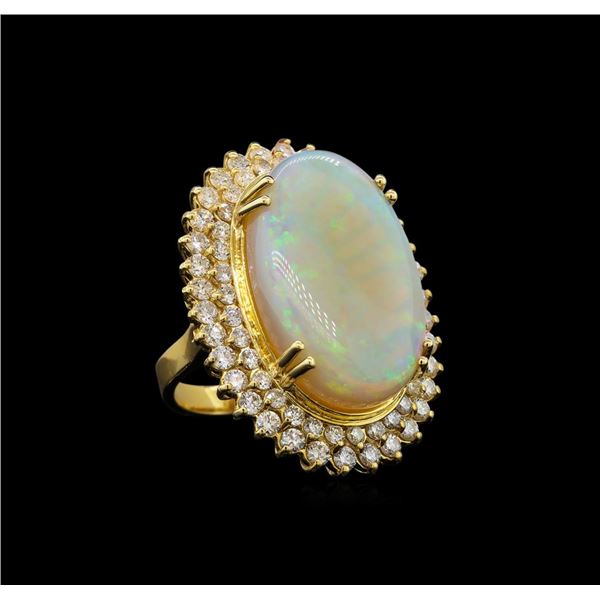 14KT Yellow Gold 14.73 ctw Opal and Diamond Ring