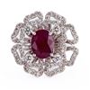 Image 1 : 2.28 ctw BURMESE Ruby and 1.49 ctw Diamond Platinum Ring (GIA CERTIFIED)