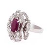 Image 2 : 2.28 ctw BURMESE Ruby and 1.49 ctw Diamond Platinum Ring (GIA CERTIFIED)