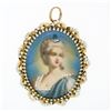 Image 1 : Vintage 14k Gold Speidel Bros. Oval Painted Portrait Pearl Framed Brooch Pendant