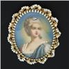Image 4 : Vintage 14k Gold Speidel Bros. Oval Painted Portrait Pearl Framed Brooch Pendant