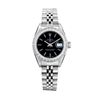 Image 2 : Rolex Ladies Stainless Steel Quickset Black Index Diamond Bezel Date Watch With