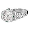 Image 4 : Rolex Ladies Stainless Steel Silver Index Diamond And Emerald Date Wristwatch Wi