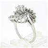 Image 5 : Vintage 14k White Gold 0.80 ctw Round Diamond Solitaire Spray Swirl Cocktail Rin