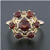 Image 2 : Vintage 10k Yellow Gold 1.65 ctw Round Brilliant Cut Garnet Cluster Platter Ring